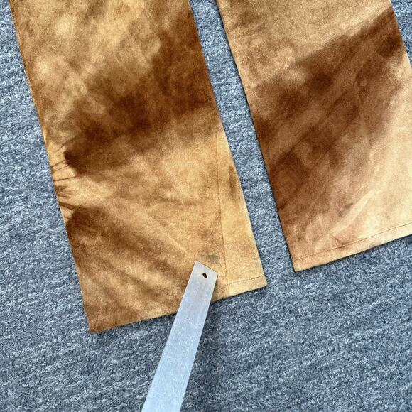 Elements By Vakko Pants Women 4 Brown Suede Leather Tie Dye Hippie Disco Y2K 90s - Picture 4 of 12